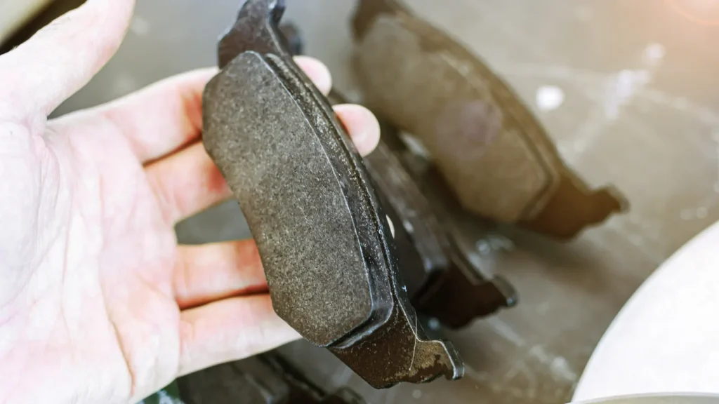 Close-up of a car's brake pads